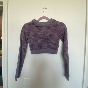 Amazon- Camo Cropped Long Sleeve, Purple (small)